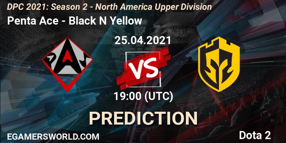 Penta Ace vs Black N Yellow: Betting TIp, Match Prediction. 25.04.2021 at 19:12. Dota 2, DPC 2021: Season 2 - North America Upper Division 
