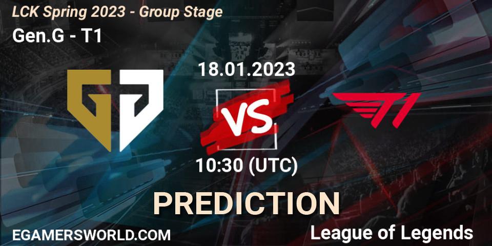 Gen.G vs T1: Betting TIp, Match Prediction. 18.01.2023 at 10:30. LoL, LCK Spring 2023 - Group Stage