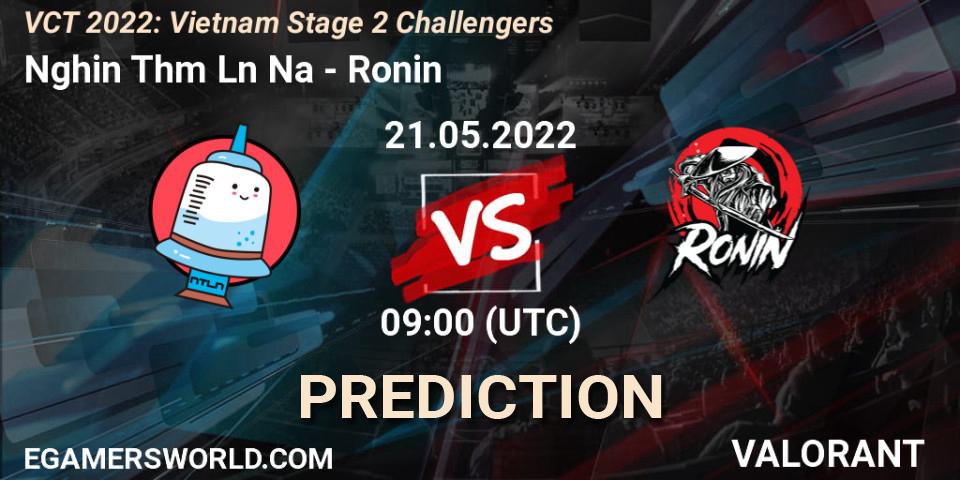 Nghiện Thêm Lần Nữa vs Ronin: Betting TIp, Match Prediction. 21.05.2022 at 09:30. VALORANT, VCT 2022: Vietnam Stage 2 Challengers