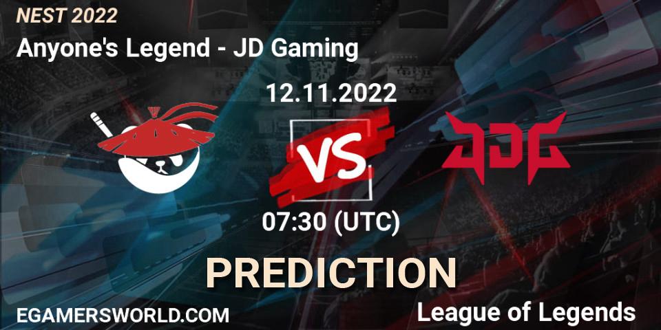 Anyone's Legend vs JD Gaming: Betting TIp, Match Prediction. 12.11.22. LoL, NEST 2022