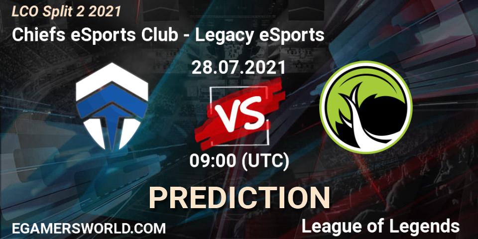Chiefs eSports Club vs Legacy eSports: Betting TIp, Match Prediction. 28.07.21. LoL, LCO Split 2 2021
