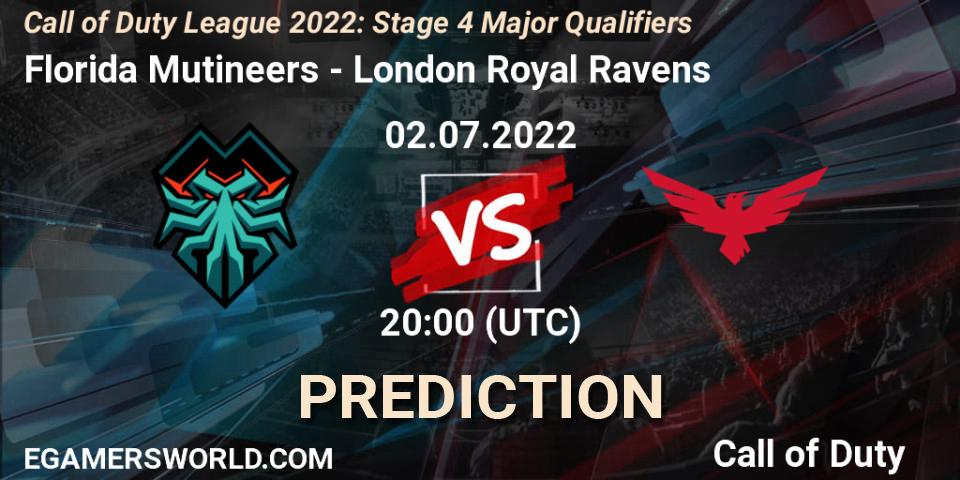 Florida Mutineers vs London Royal Ravens: Betting TIp, Match Prediction. 02.07.2022 at 19:00. Call of Duty, Call of Duty League 2022: Stage 4