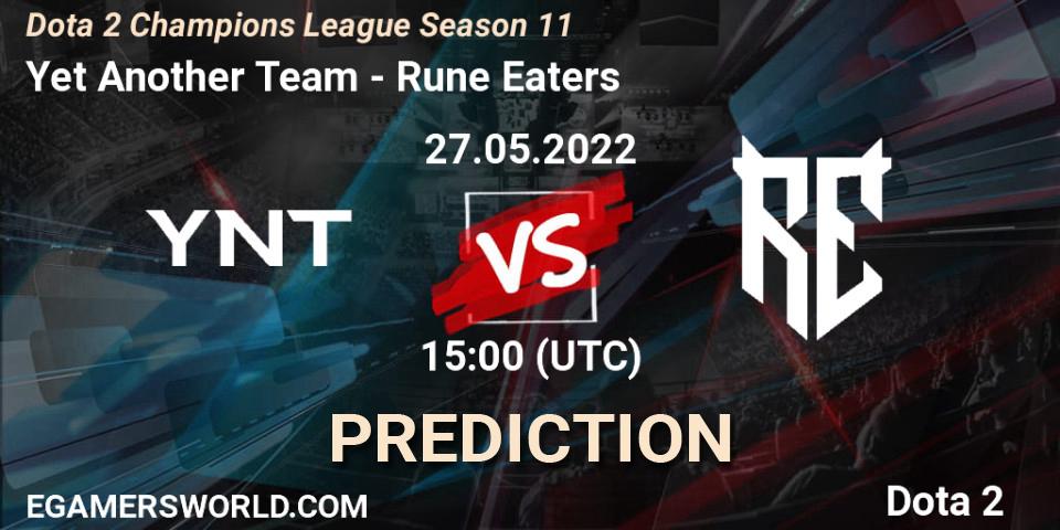 Yet Another Team vs Rune Eaters: Betting TIp, Match Prediction. 27.05.2022 at 15:01. Dota 2, Dota 2 Champions League Season 11