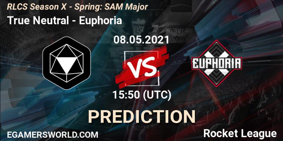 True Neutral vs Euphoria: Betting TIp, Match Prediction. 08.05.2021 at 15:50. Rocket League, RLCS Season X - Spring: SAM Major