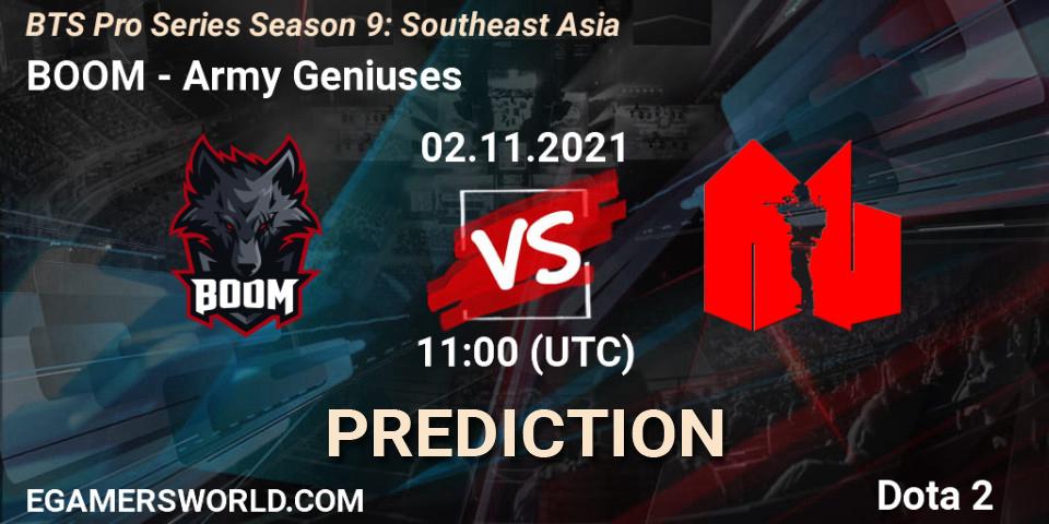 BOOM vs Army Geniuses: Betting TIp, Match Prediction. 02.11.21. Dota 2, BTS Pro Series Season 9: Southeast Asia
