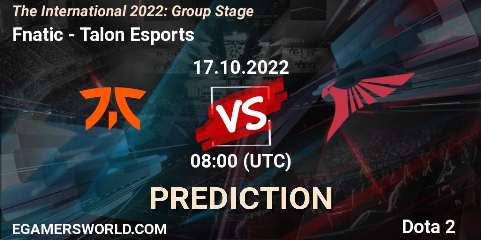 Fnatic vs Talon Esports: Betting TIp, Match Prediction. 17.10.22. Dota 2, The International 2022: Group Stage