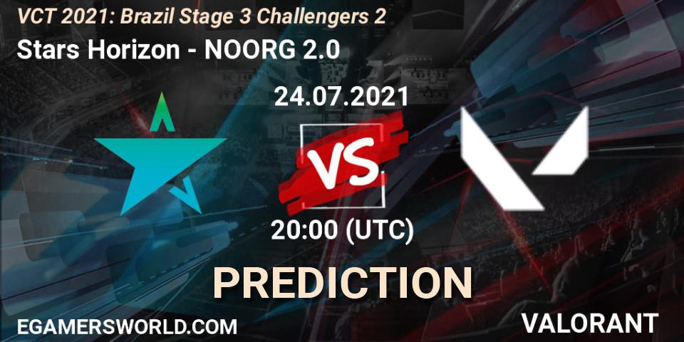 Stars Horizon vs NOORG 2.0: Betting TIp, Match Prediction. 24.07.2021 at 20:00. VALORANT, VCT 2021: Brazil Stage 3 Challengers 2
