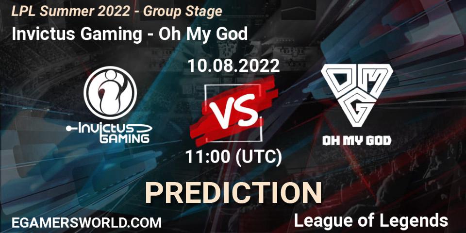 Invictus Gaming vs Oh My God: Betting TIp, Match Prediction. 10.08.22. LoL, LPL Summer 2022 - Group Stage