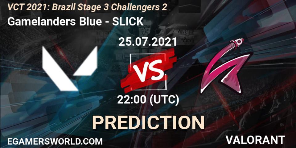 Gamelanders Blue vs SLICK: Betting TIp, Match Prediction. 25.07.2021 at 22:15. VALORANT, VCT 2021: Brazil Stage 3 Challengers 2