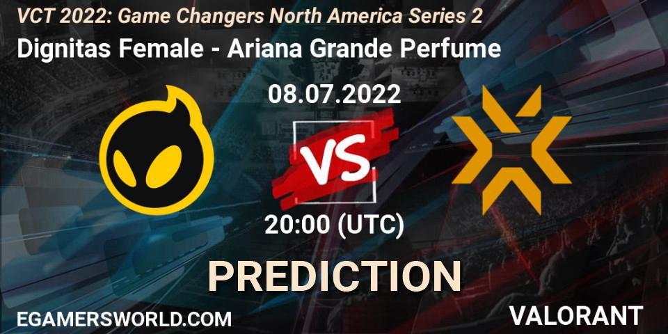 Dignitas Female vs Ariana Grande Perfume: Betting TIp, Match Prediction. 08.07.2022 at 20:15. VALORANT, VCT 2022: Game Changers North America Series 2