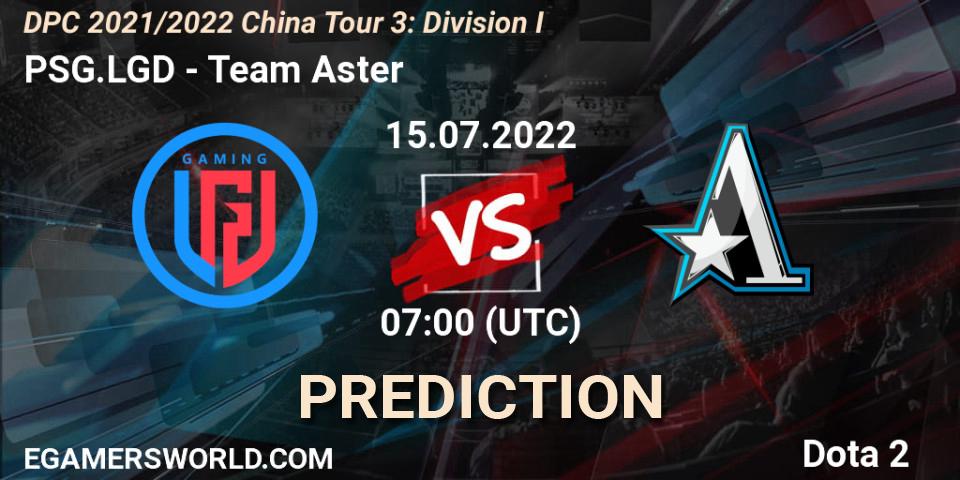 PSG.LGD vs Team Aster: Betting TIp, Match Prediction. 15.07.2022 at 07:01. Dota 2, DPC 2021/2022 China Tour 3: Division I