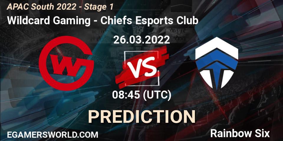 Wildcard Gaming vs Chiefs Esports Club: Betting TIp, Match Prediction. 26.03.2022 at 08:45. Rainbow Six, APAC South 2022 - Stage 1