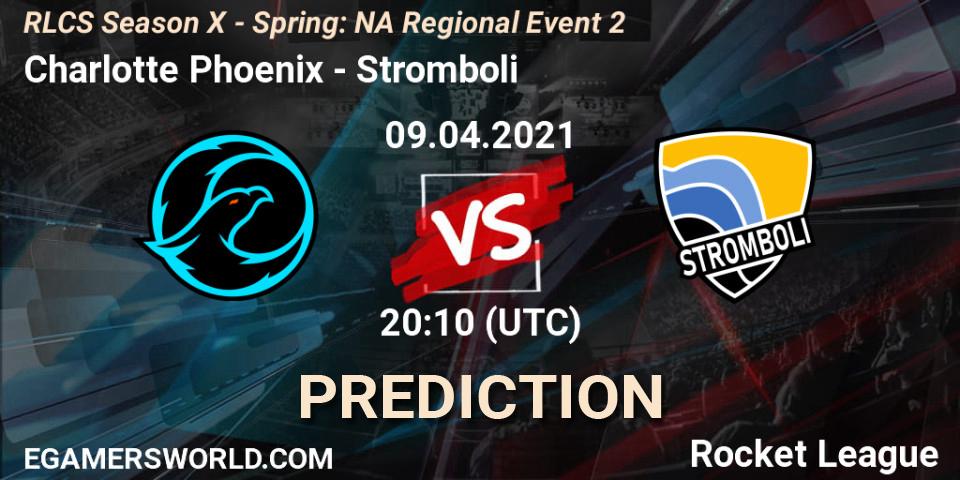 Charlotte Phoenix vs Stromboli: Betting TIp, Match Prediction. 09.04.2021 at 20:10. Rocket League, RLCS Season X - Spring: NA Regional Event 2