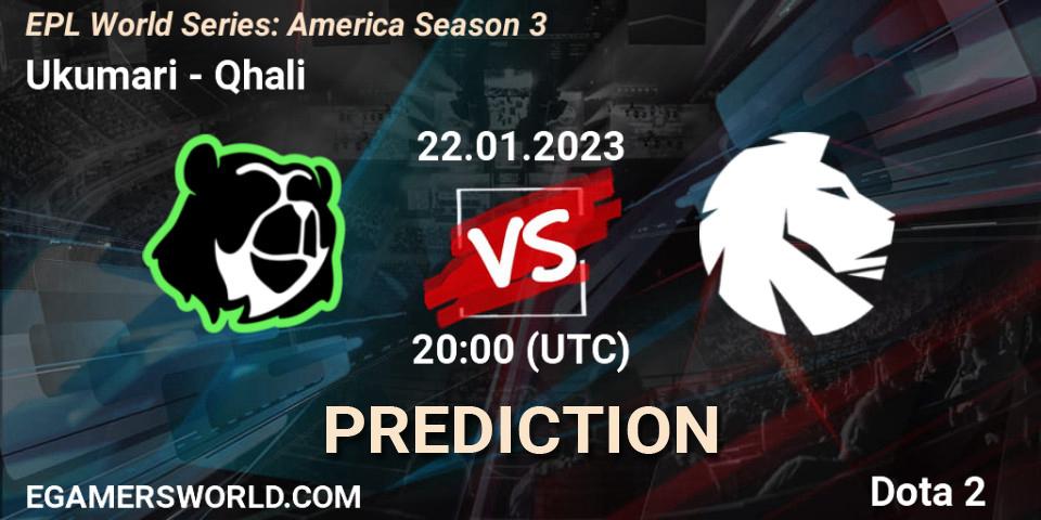 Ukumari vs Qhali: Betting TIp, Match Prediction. 22.01.23. Dota 2, EPL World Series: America Season 3