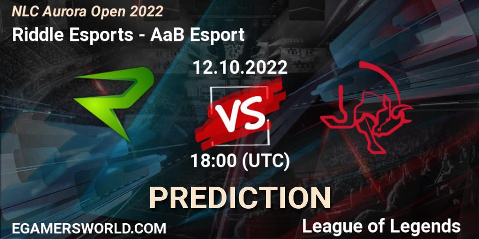Riddle Esports vs AaB Esport: Betting TIp, Match Prediction. 12.10.2022 at 17:30. LoL, NLC Aurora Open 2022