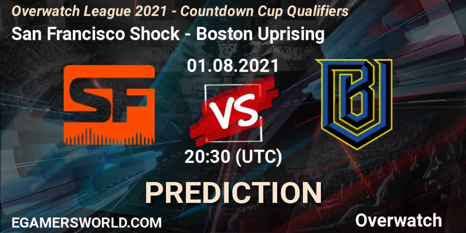 San Francisco Shock vs Boston Uprising: Betting TIp, Match Prediction. 01.08.21. Overwatch, Overwatch League 2021 - Countdown Cup Qualifiers