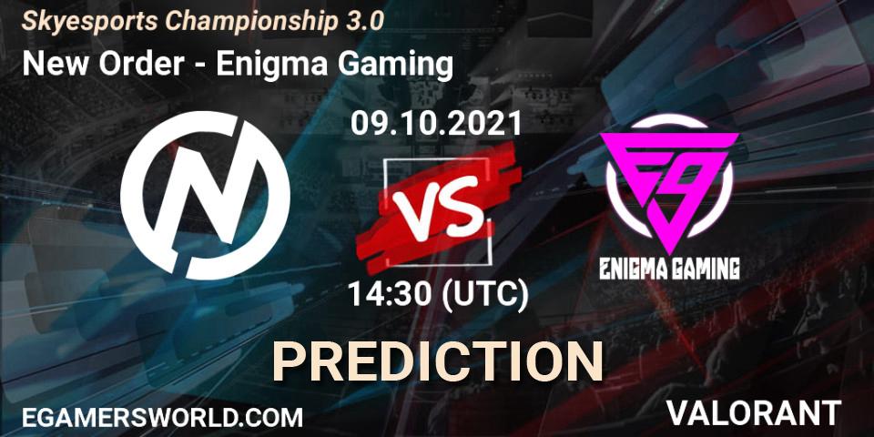 New Order vs Enigma Gaming: Betting TIp, Match Prediction. 09.10.2021 at 14:30. VALORANT, Skyesports Championship 3.0
