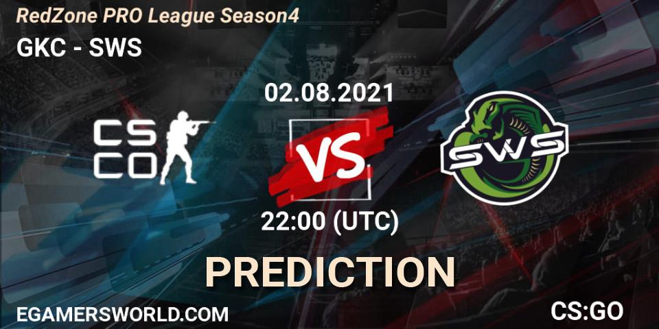 GKC vs SWS: Betting TIp, Match Prediction. 02.08.2021 at 22:00. Counter-Strike (CS2), RedZone PRO League Season 4