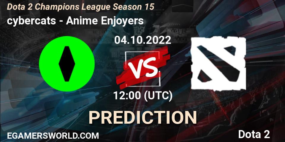cybercats vs Anime Enjoyers: Betting TIp, Match Prediction. 04.10.2022 at 15:00. Dota 2, Dota 2 Champions League Season 15