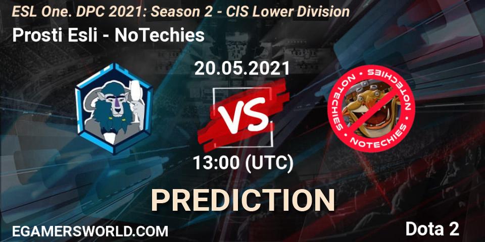 Prosti Esli vs NoTechies: Betting TIp, Match Prediction. 20.05.21. Dota 2, ESL One. DPC 2021: Season 2 - CIS Lower Division