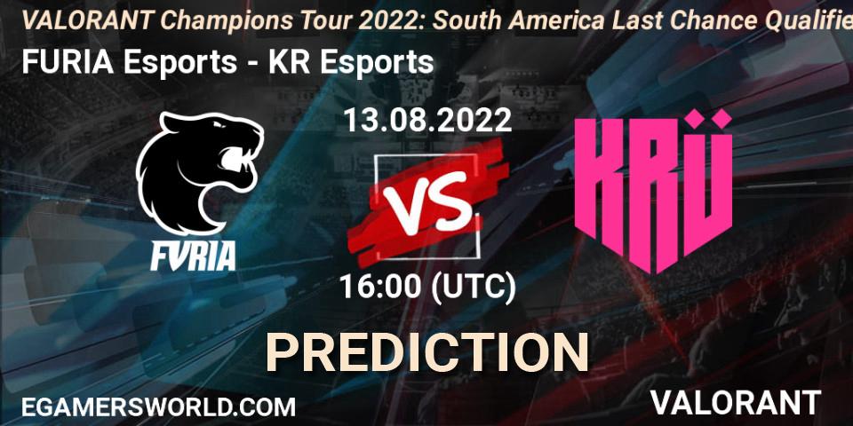 FURIA Esports vs KRÜ Esports: Betting TIp, Match Prediction. 13.08.22. VALORANT, VCT 2022: South America Last Chance Qualifier