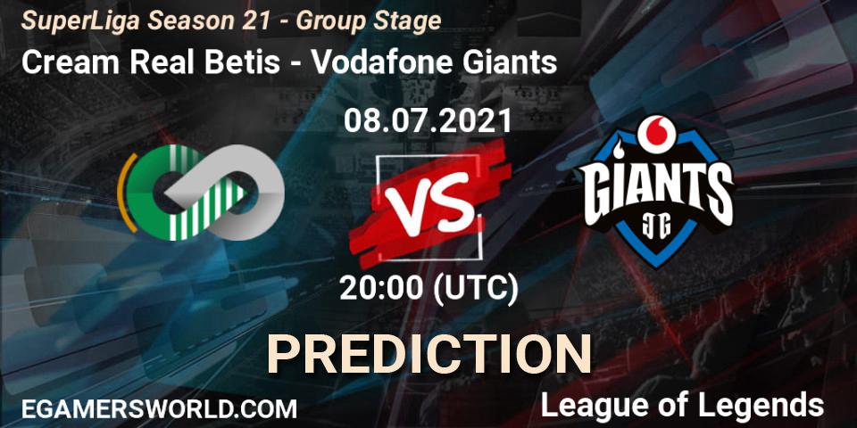 Cream Real Betis vs Vodafone Giants: Betting TIp, Match Prediction. 08.07.2021 at 20:00. LoL, SuperLiga Season 21 - Group Stage 
