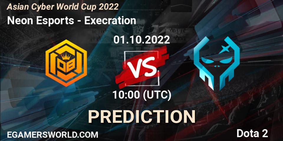 Neon Esports vs Execration: Betting TIp, Match Prediction. 01.10.22. Dota 2, Asian Cyber World Cup 2022