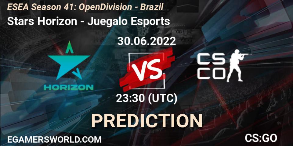 Stars Horizon vs Juegalo Esports: Betting TIp, Match Prediction. 30.06.2022 at 23:00. Counter-Strike (CS2), ESEA Season 41: Open Division - Brazil