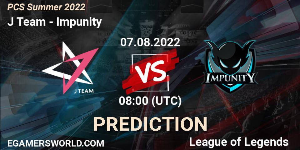 J Team vs Impunity: Betting TIp, Match Prediction. 06.08.2022 at 08:00. LoL, PCS Summer 2022