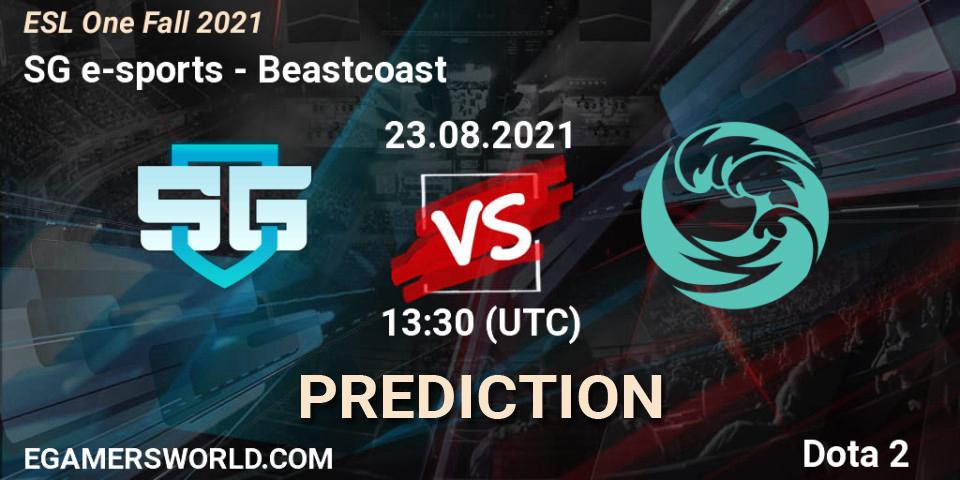 SG e-sports vs Beastcoast: Betting TIp, Match Prediction. 23.08.2021 at 13:28. Dota 2, ESL One Fall 2021