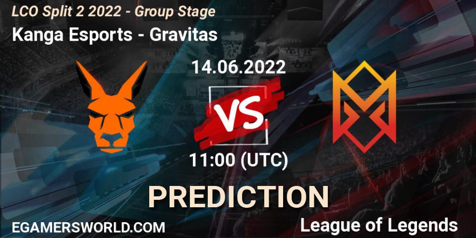 Kanga Esports vs Gravitas: Betting TIp, Match Prediction. 14.06.2022 at 11:00. LoL, LCO Split 2 2022 - Group Stage