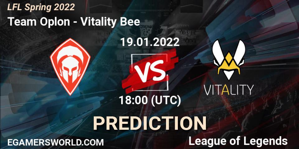 Team Oplon vs Vitality Bee: Betting TIp, Match Prediction. 19.01.2022 at 18:00. LoL, LFL Spring 2022