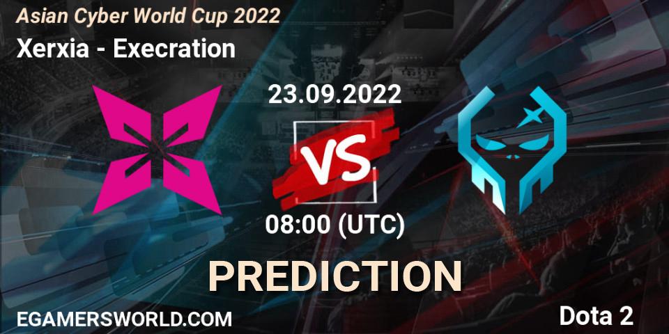 Xerxia vs Execration: Betting TIp, Match Prediction. 23.09.2022 at 08:04. Dota 2, Asian Cyber World Cup 2022