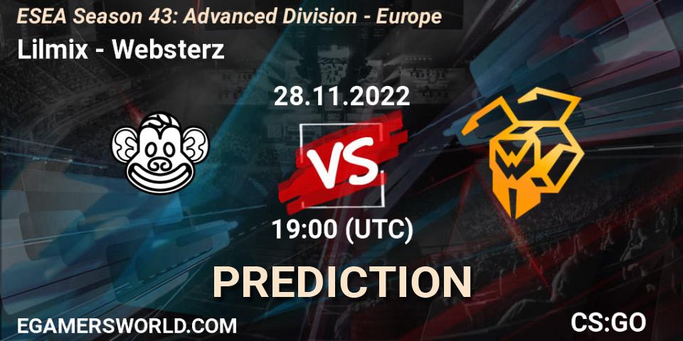 Lilmix vs Websterz: Betting TIp, Match Prediction. 28.11.22. CS2 (CS:GO), ESEA Season 43: Advanced Division - Europe
