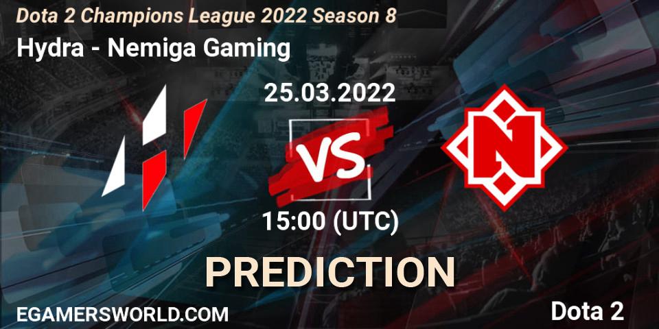 Hydra vs Nemiga Gaming: Betting TIp, Match Prediction. 25.03.22. Dota 2, Dota 2 Champions League 2022 Season 8