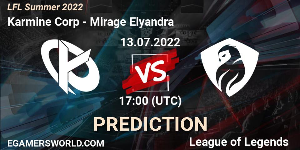 Karmine Corp vs Mirage Elyandra: Betting TIp, Match Prediction. 13.07.22. LoL, LFL Summer 2022