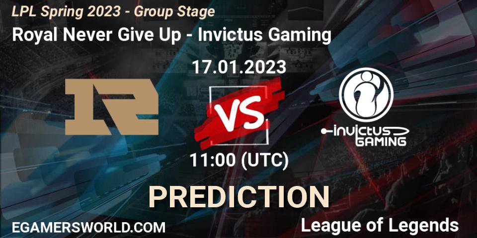 Royal Never Give Up vs Invictus Gaming: Betting TIp, Match Prediction. 17.01.23. LoL, LPL Spring 2023 - Group Stage