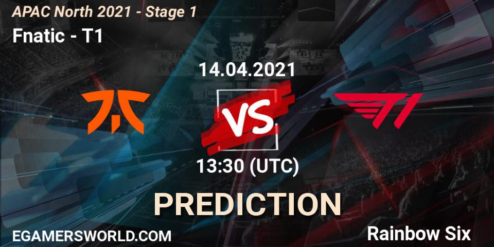 Fnatic vs T1: Betting TIp, Match Prediction. 14.04.2021 at 13:30. Rainbow Six, APAC North 2021 - Stage 1