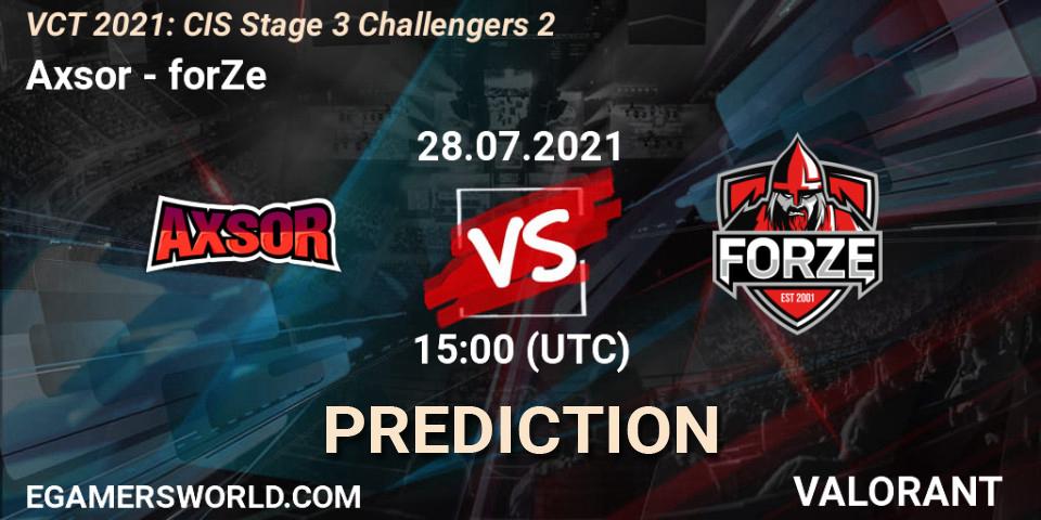 Axsor vs forZe: Betting TIp, Match Prediction. 28.07.2021 at 15:00. VALORANT, VCT 2021: CIS Stage 3 Challengers 2