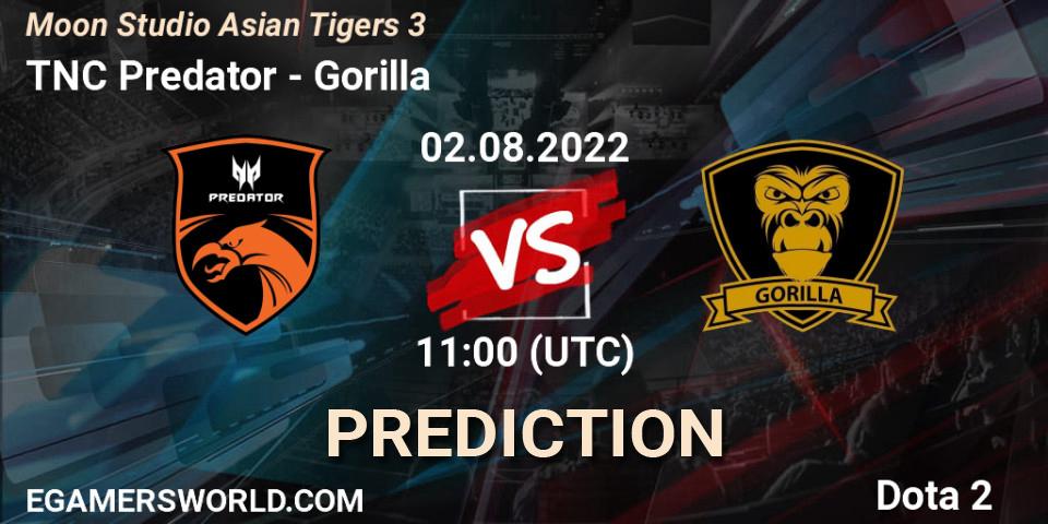 TNC Predator vs Gorilla: Betting TIp, Match Prediction. 02.08.2022 at 10:59. Dota 2, Moon Studio Asian Tigers 3