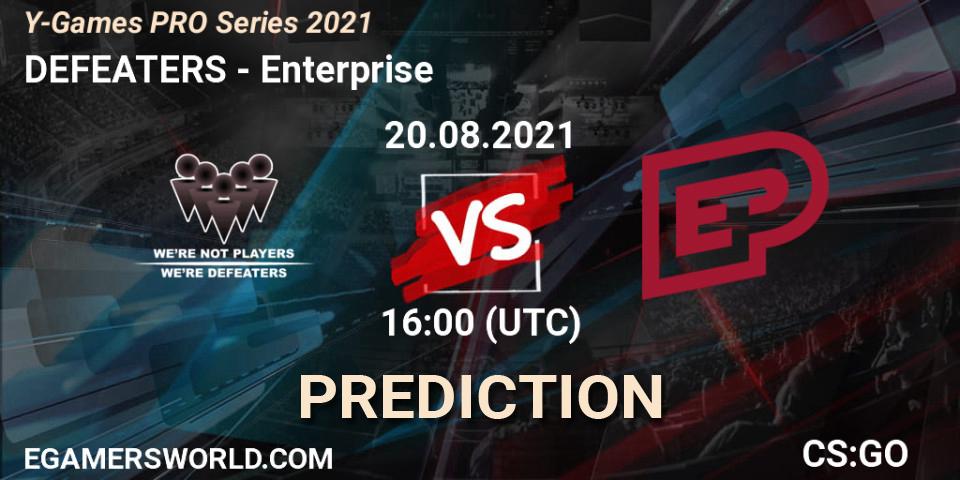 DEFEATERS vs Enterprise: Betting TIp, Match Prediction. 20.08.2021 at 16:00. Counter-Strike (CS2), Y-Games PRO Series 2021
