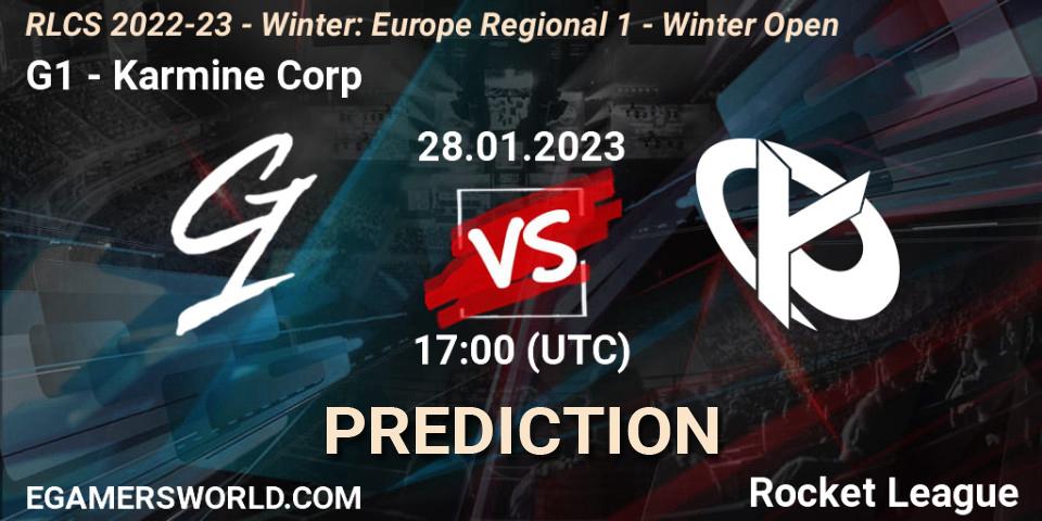G1 vs Karmine Corp: Betting TIp, Match Prediction. 28.01.23. Rocket League, RLCS 2022-23 - Winter: Europe Regional 1 - Winter Open