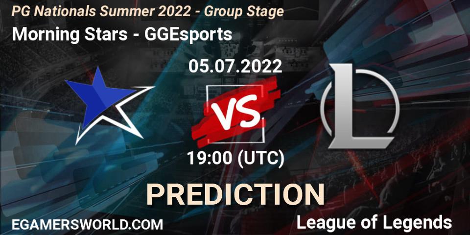Morning Stars vs GGEsports: Betting TIp, Match Prediction. 05.07.2022 at 19:00. LoL, PG Nationals Summer 2022 - Group Stage