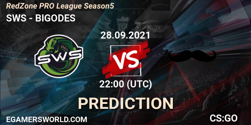 SWS vs BIGODES: Betting TIp, Match Prediction. 28.09.2021 at 22:00. Counter-Strike (CS2), RedZone PRO League Season 5