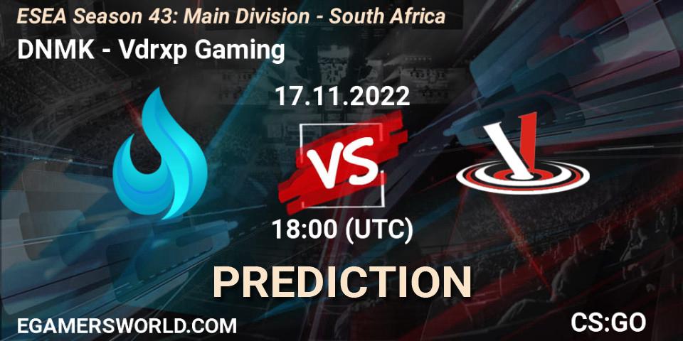 DNMK vs Vdrxp Gaming: Betting TIp, Match Prediction. 23.11.22. CS2 (CS:GO), ESEA Season 43: Main Division - South Africa
