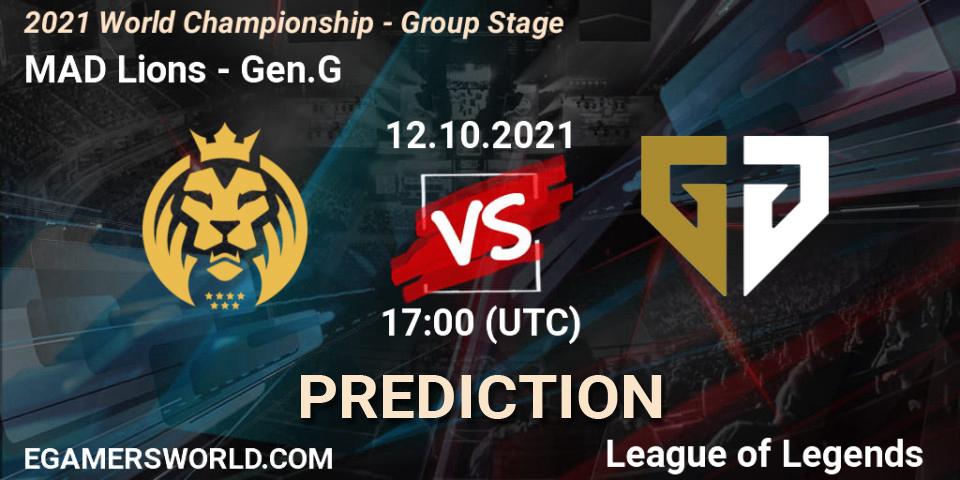MAD Lions vs Gen.G: Betting TIp, Match Prediction. 12.10.2021 at 17:00. LoL, 2021 World Championship - Group Stage