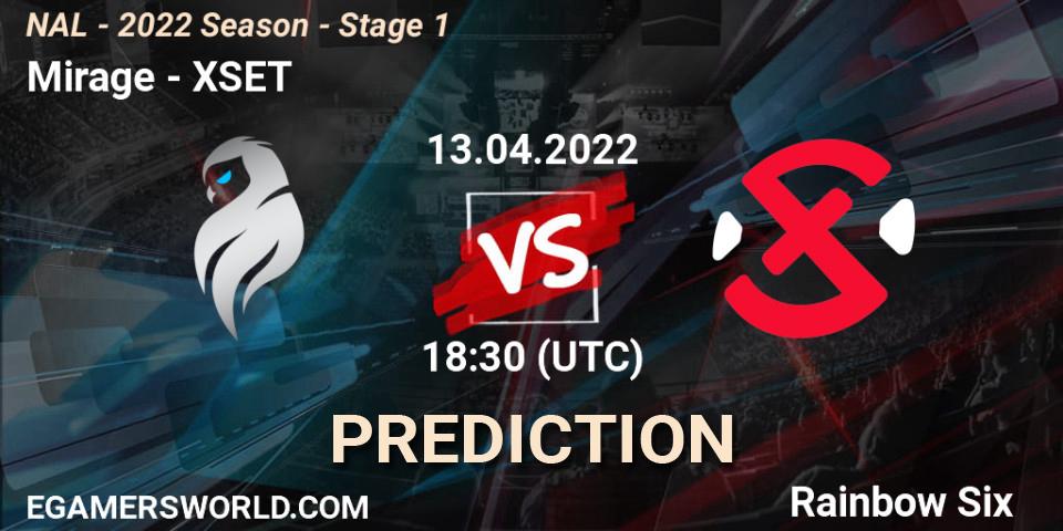 Mirage vs XSET: Betting TIp, Match Prediction. 13.04.2022 at 18:30. Rainbow Six, NAL - Season 2022 - Stage 1