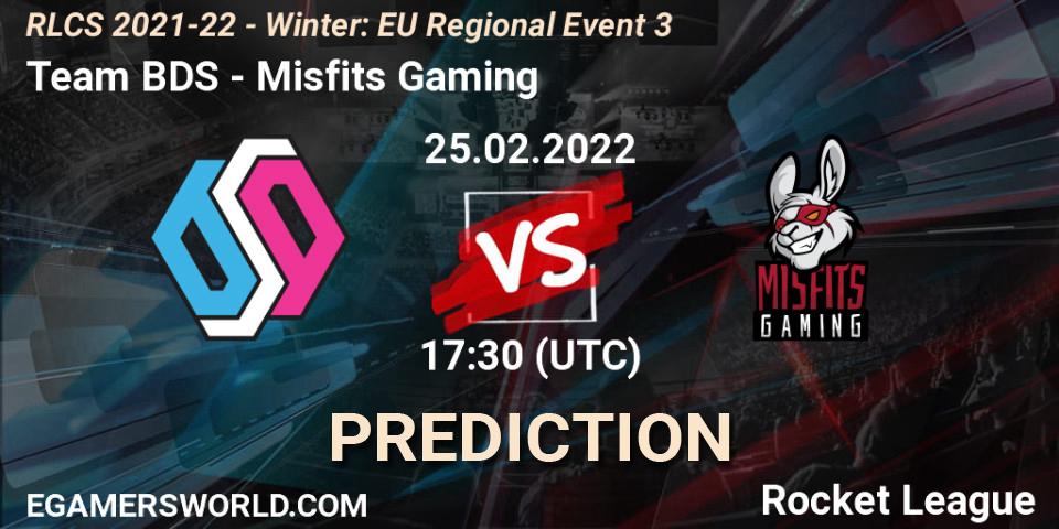 Team BDS vs Misfits Gaming: Betting TIp, Match Prediction. 25.02.2022 at 17:30. Rocket League, RLCS 2021-22 - Winter: EU Regional Event 3