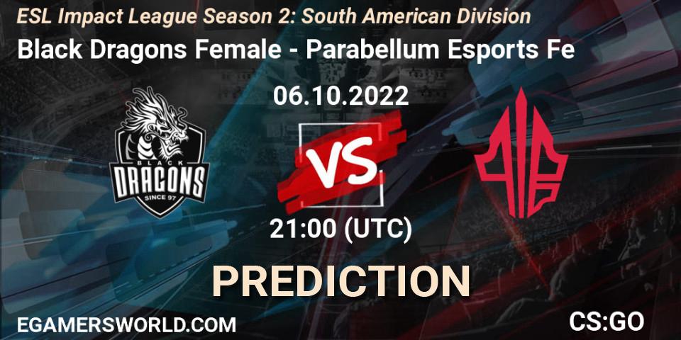 Black Dragons Female vs Parabellum Esports Fe: Betting TIp, Match Prediction. 06.10.22. CS2 (CS:GO), ESL Impact League Season 2: South American Division