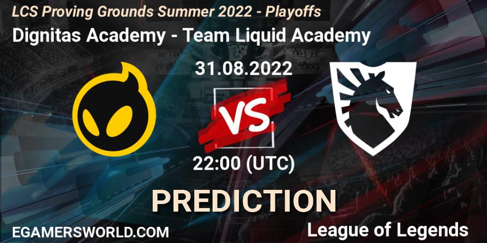 Dignitas Academy vs Team Liquid Academy: Betting TIp, Match Prediction. 31.08.2022 at 22:00. LoL, LCS Proving Grounds Summer 2022 - Playoffs